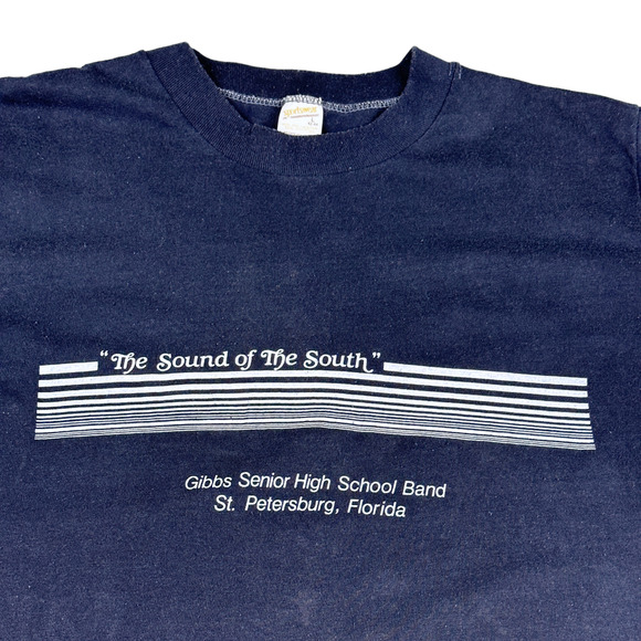 Vintage High School Shirt Adult MEDIUM Blue Sound South Band Gibbs Florida 80s - Picture 2 of 6